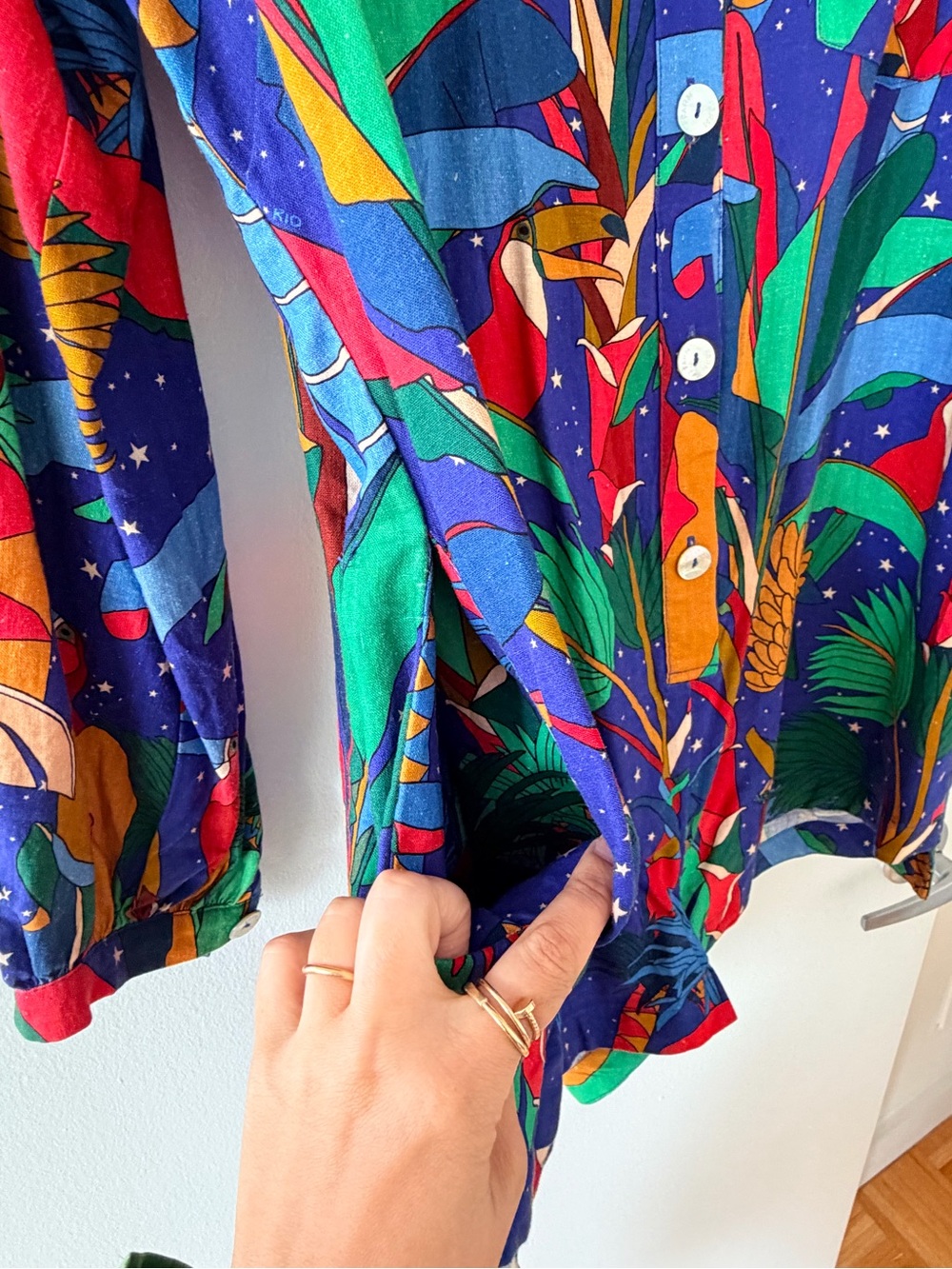 Farm Rio Tropical Print Button-Up Romper - Multicolor - Picture 4 of 4